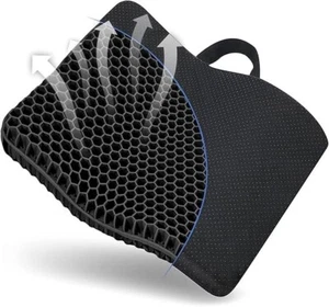 Gel Seat Cushion for Long Sitting, Thick Big Breathable Honeycomb Design, Black - Picture 1 of 11