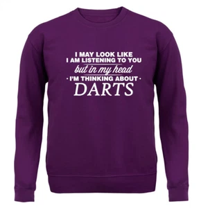 In My Head I'm Darts - Kids Hoodie / Sweater - 180 Dart Player Board Little - Picture 1 of 20