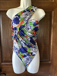 ZARA blau & grün geblümt asymmetrisch Sommer Resort Body Größe M - Bild 1 von 9