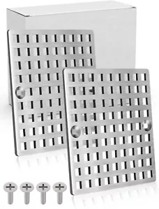 2 pcs 4" Brushed Nickel Chrome Shower Drain Cover,Square Shower Drain Cover,4... - Picture 1 of 7