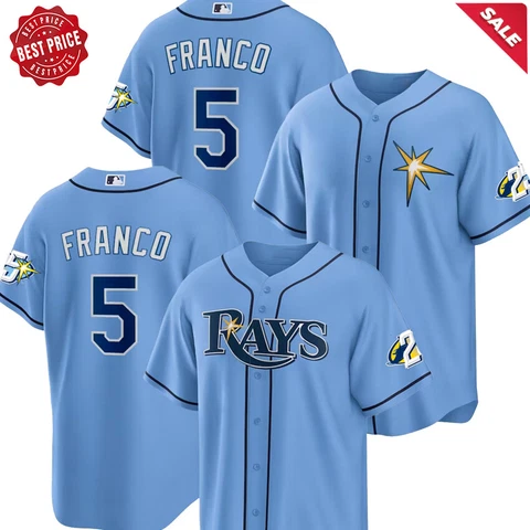 Tampa Bay Wander Franco No.5 Rays Baseball Jersey Blue Can Personalized S-5XL Cover