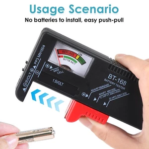 Tester per Batterie Analogico Batteria Universale 9 V/1,5 V bottone  /AA/AAA/C/D - Foto 1 di 7