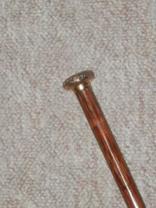 Antique Striped Walking Stick/Cane W/ Repousse Gold Plate Pommel Top - 91cm - Picture 1 of 11