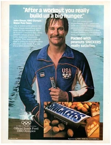 PRINT AD, 1984 Snickers Bar US Olympic Water Polo Team USA Member John Siman - Picture 1 of 1