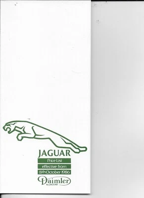 JAGUAR DAIMLER Price List for the 1987 model year - date October 1986 - MINT - Image 1 of 4