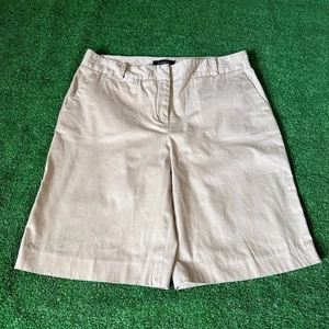 Talbots High-Rise Twill Classic Preppy Everyday Beige Bermuda Shorts Size 10 - Picture 1 of 14