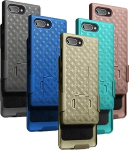 Kickstand Case Slim Ribbed Cover + Belt Clip Holster for BlackBerry Key2 LE - Picture 1 of 37