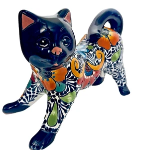 Mexikanische Talavera Katze Kätzchen Tier Volkskunst Keramik Figur 12 Zoll - Bild 1 von 9