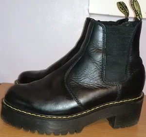 Dr Martens Rometty Black Leather Platform Chunky Heel Ankle Boots Uk 4 Eu 37 - Picture 1 of 13