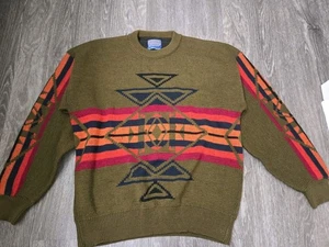 Vintage Pendleton Aztec Crewneck Sweater Wool High Grade Western Wear Size Xl - Picture 1 of 10