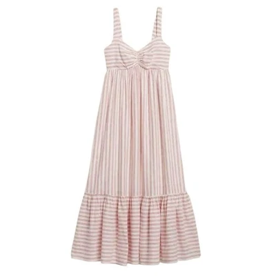 BANANA REPUBLIC Factory | NUEVO Maxi Vestido Grande Rojo Puesta de Sol Mezcla de Lino en Niveles Foto 1 de 4