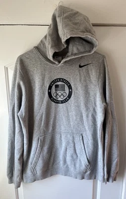 Sudadera con Capucha Nike Para Hombre Talla Pequeña Gris Equipo Olímpico de Estados Unidos Deportes Activos Relajados Foto 1 de 4