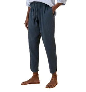 PACT Organic Cotton Coastal Double Gauze Tapered Pull-On Pant Women XXL Nvy Blue - Picture 1 of 10