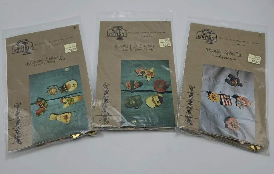 Calico Station Country Button Painting Kits Complete Unused NIP Wood Cutouts - Image 1 of 1
