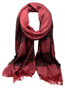 azzesso – Tuch Antoinette in Bordeaux/gestreifter Schal mit Fransen/das Halstuch - Bild 1 von 3