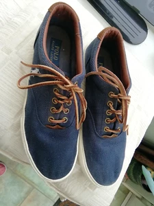 Men's Size 9D Ralph Lauren Polo Lace Up Canvas suede Casual Deck Shoes - Picture 1 of 4
