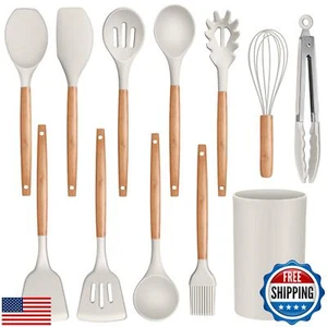 PandP CHEF Silikon Kochutensilien Set, 12-teilig Küchenutensilien Set mit Holz - Bild 1 von 5