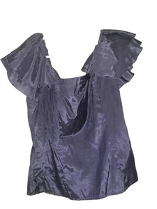 The Limited Blouse Top Blue Satin Ruffled Sleeve Women’s Size Medium Side Zip - Picture 1 of 6