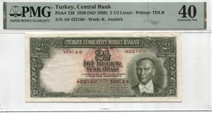 Türkei 2&1/2 Lirasi 1939 P126 PMG XF40 - Bild 1 von 2