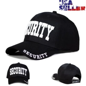 Security Baseball Cap Embroidered Law Enforcement Adjustable Hat Black Solid Men - Picture 1 of 6