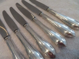 6 couteaux de table manche argent 800 Suisse st LXVI (800 silver dinner knives) - Imagen 1 de 12