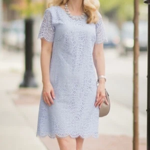 NWT Ann Taylor Light Blue lace Shift dress Size 12 Short sleeves - Imagen 1 de 8