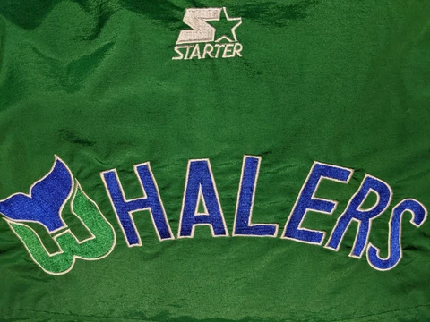 Vintage Starter Spell Out Jacket Hartford Whalers Hooded Parka Size XL Cover