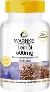 Leinöl Kapseln - Pflanzliche Omega 3-6-9 Kapseln - Flaxseed Oil 500Mg - 100 Stk - Bild 1 von 7
