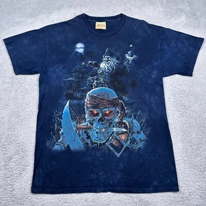 Vintage The Mountain Shirt Mens Large Blue Treasure Island Ghost Pirates AOP - Picture 1 of 9