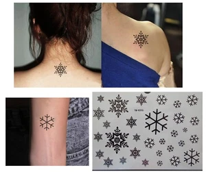 Schneeflocke Elsa Stil temporäre Body Tattoo Aufkleber wasserdicht schwarz HSC171 - Bild 1 von 3