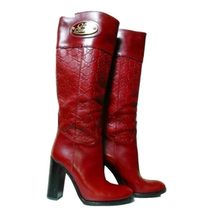 Gucci Botas Tacón 35th GG Cuero Rojo EU34 C 33454c Usadas - Imagen 1 de 20