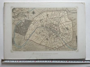 Antique Map of Paris by Benoist, '1860’ Plan De Paris Avec Ses Agrandissements - Picture 1 of 10