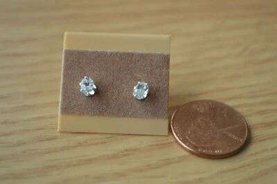 Pendientes Solitarios Aguamarina Espirito Santo 0.32ct Plata Fina VVS 4x3mm Pequeños Foto 1 de 4