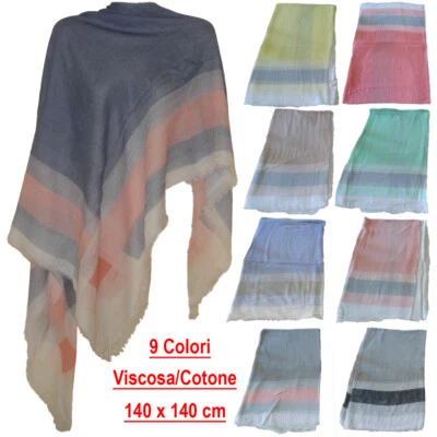 Sciarpa Pashmina foulard scialle scaldacollo Donna Viscosa Cotone - Immagine 1 di 2