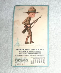 ANTIQUE 4 x 6 CALENDAR (SEPTEMBER, 1918) w/ ADVERTISING / WORLD WAR 1 - Picture 1 of 2