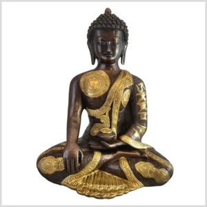 Buda Terrendero 32cm 5,3kg Ashtamangala Latón Cobre Budismo Bhumisparsa - Imagen 1 de 4