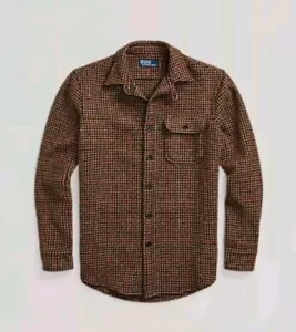 Polo Ralph Lauren Suede Patch Shetland Wool Classic Fit Overshirt Size Small - Picture 1 of 12