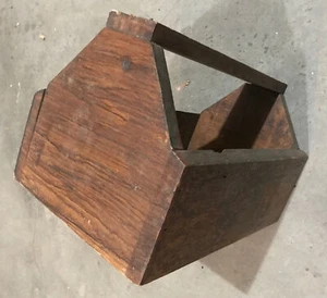 old used handmade wooden carpenter tool box caddy tote carry handle 16" Planter - Picture 1 of 6