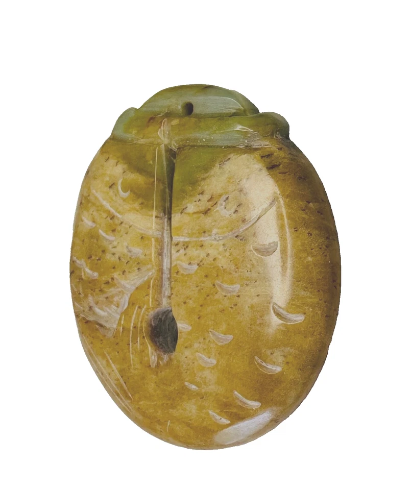 Colgante chino natural marrón y verde jadeíta tallado a mano de pez de doble cara Foto 1 de 4