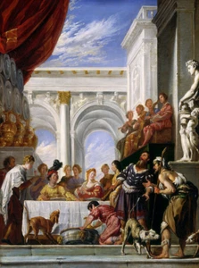 La parábola de Lázaro y el rico | Domenico Fetti | Impresión bíblica de 1628 - Imagen 1 de 9