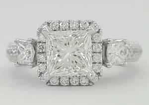 1.88 ct Verragio Venetian AFN-5063P 18k Princess Cut Halo Engagement Ring GIA - Picture 1 of 12