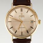 Omega 14K Yellow Gold Seamaster Automatic Men's Watch W/ Date Leather Band