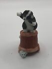 Thimble Bisque Black and White Cat Chasing Mouse