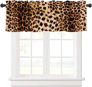 Leopard Valances Curtain for Window,Wildlife Animal Skin Print Kitchen Curtai... - Foto 1 di 6