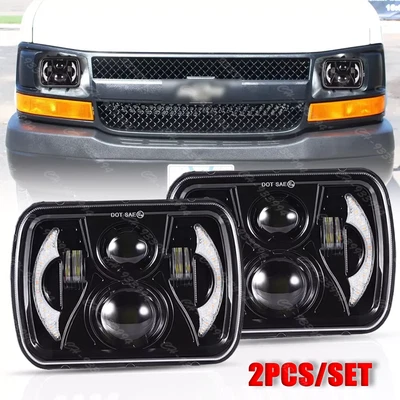 Пара светодиодных фар 7x6 дюймов для грузового фургона Chevy Express 1500 2500 3500 грузовика 6000K - Изображение 1 из 4