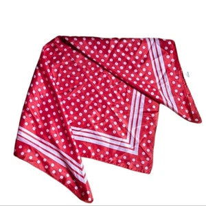 Bufanda retro vintage Estate Triangle 100 % seda roja blanca cuadrada a lunares - Imagen 1 de 4