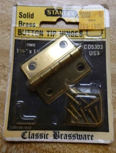 VINTAGE NEU IN VERPACKUNG NOS STANLEY MASSIVE MESSING KNOPFSPITZE SCHARNIERE NR CD5303 1,5" X 1,25" USA - Bild 1 von 2