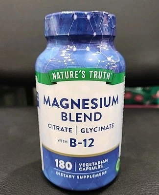 Mezcla de Magnesio Nature's Truth 250 mg – 180 Cápsulas Vegetarianas + Vitamina B-12 Foto 1 de 4
