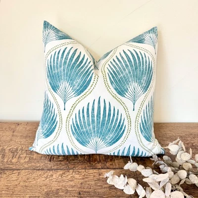 1707. Penelope Lagoon Blue Handmade 100% cotton cushion cover, Various sizes - Image 1 of 4