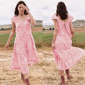 Vestido The Great Whipstitched Plumeria Romántico Rosa Floral Pradera Verano Talla XS - Imagen 1 de 12